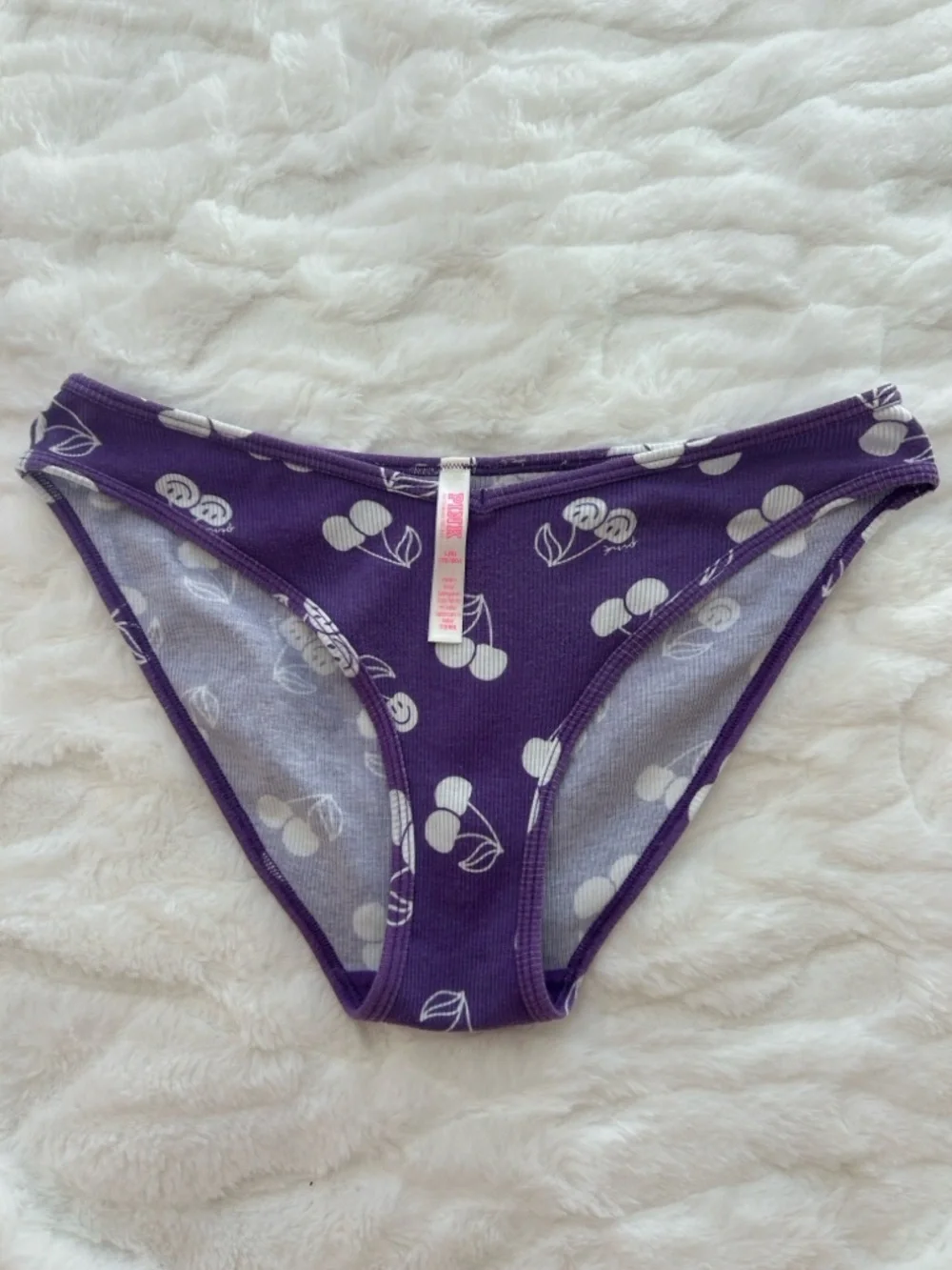 PINK Victoria’s Secret Bikini Ribbed Cherry Print Panty L